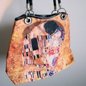 Stocking stuffer: Artistic Print Purse with Braided Handles - New Without Tags